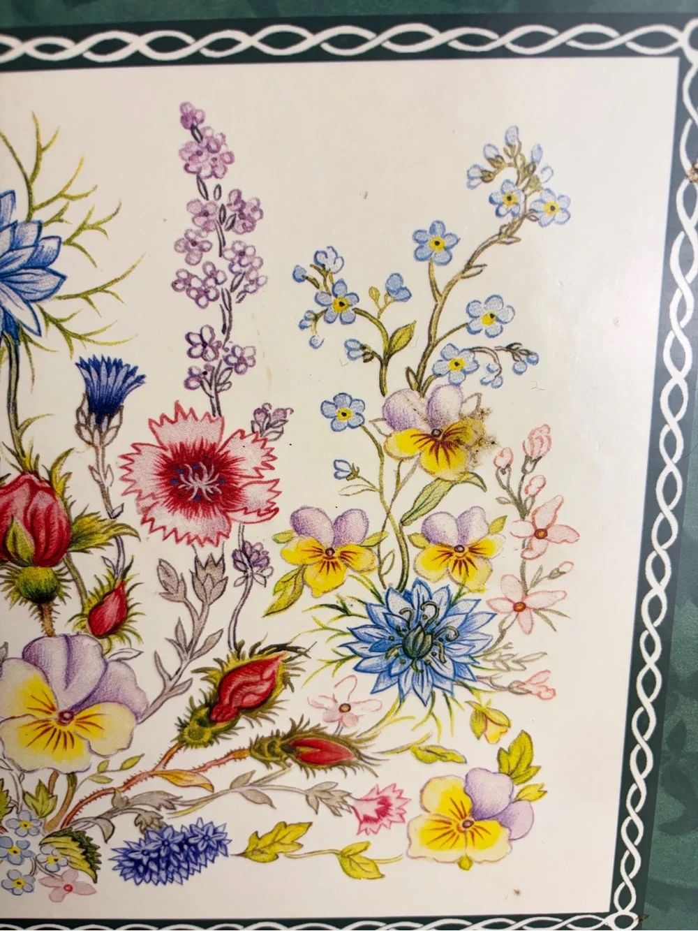 Vintage Aynsley Wild Tudor Floral Serving Tray Framed Placemat Cottagecore Decor